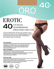 фото Чулки ORO Erotic 40 den с самоудерживающимся кружевом (9 см) Телесный темный