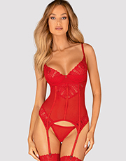 фото Комплект Obsessive Ingridia corset Красный