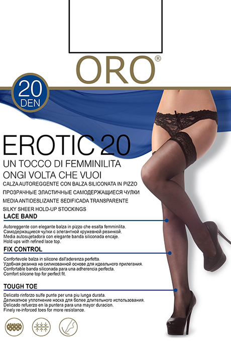 фото Чулки ORO Erotic 20 den с самоудерживающимся кружевом (9 см) Белый