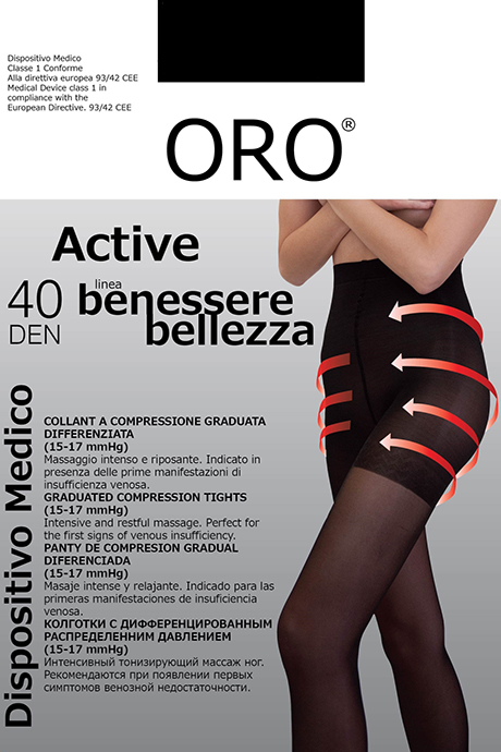 фото Колготки ORO Active 40 den с утягивающими шортиками и профилактическим массажем Черный