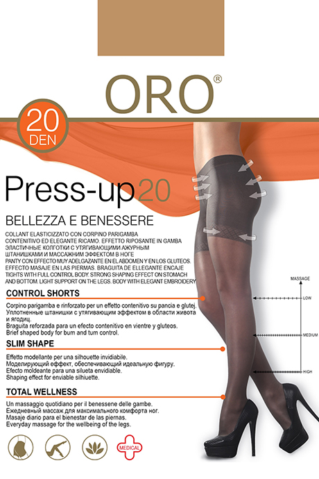 фото Колготки ORO Press-Up 20 den с утягивающими шортиками и профилактическим массажем Телесный темный