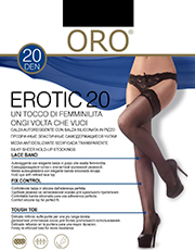 фото Чулки ORO Erotic 20 den с самоудерживающимся кружевом (9 см) Черный