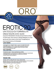 фото Чулки ORO Erotic 20 den с самоудерживающимся кружевом (9 см) Телесный темный