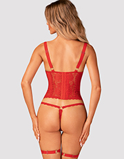 фото Комплект Obsessive Belovya corset Красный фото вид сзади
