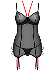фото Комплект Obsessive Glandez corset Черно-красный фото 1