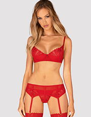 фото Комплект Obsessive Ingridia garter belt set Красный