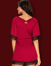 фото Комплект Obsessive Sensuelia robe Красно-черный фото вид сзади